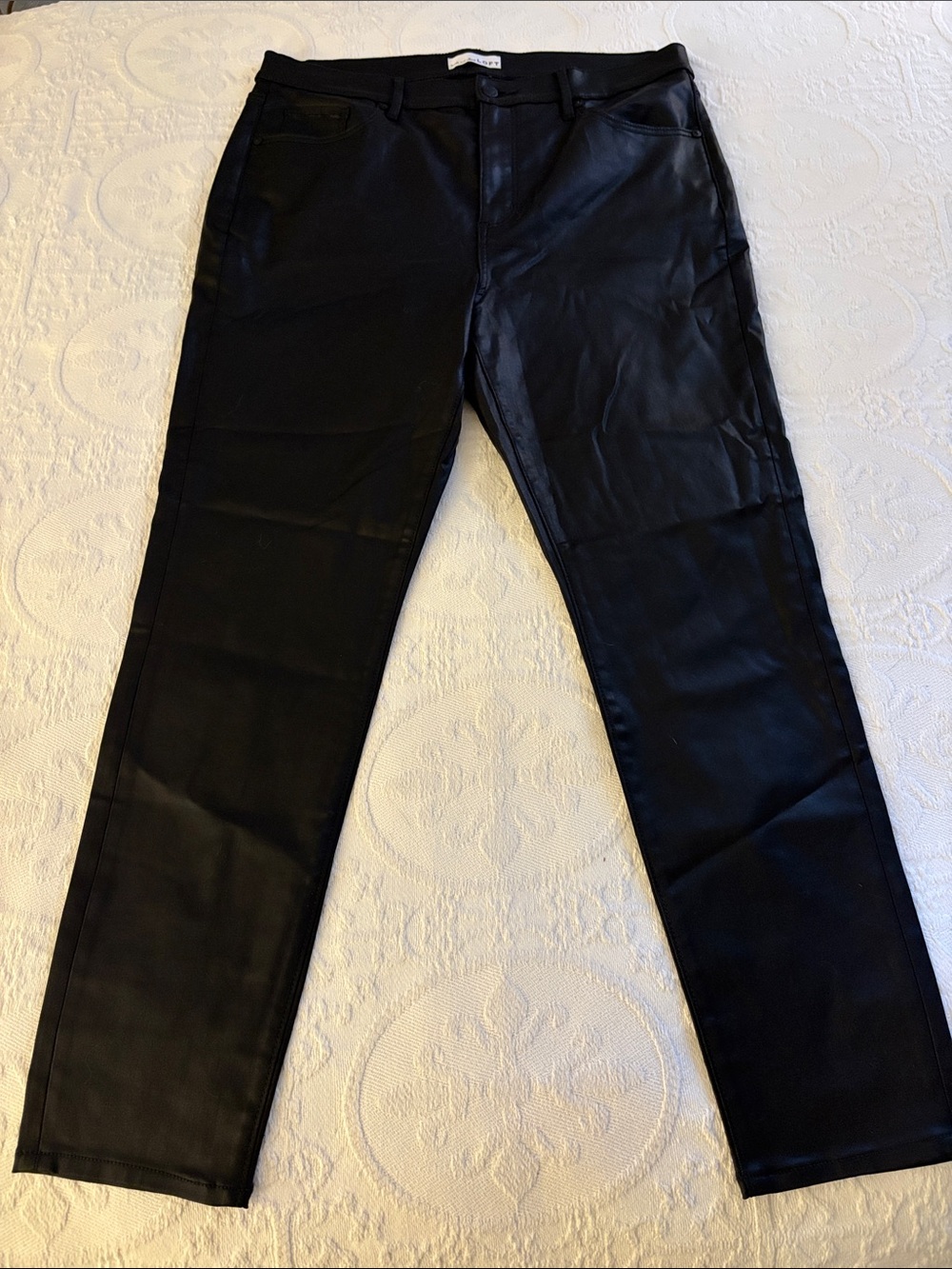 LOFT Black Faux Leather Skinny Pants